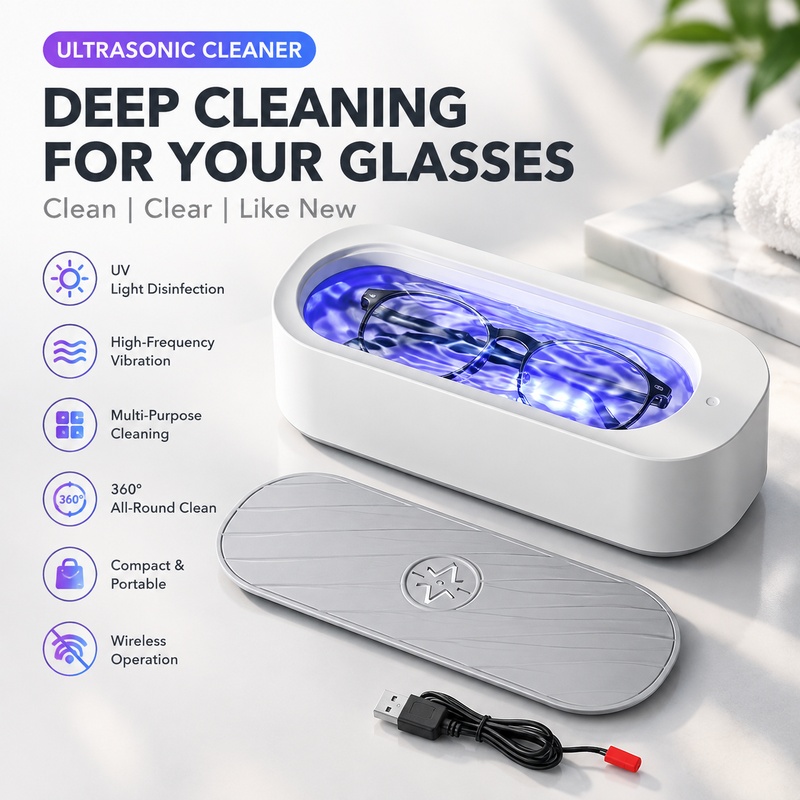 Ultrasonic Cleaner Machine Glasses Denture - Ultrasonik Temizleme Makinesi, 45000Hz Yüksek Frekanslı