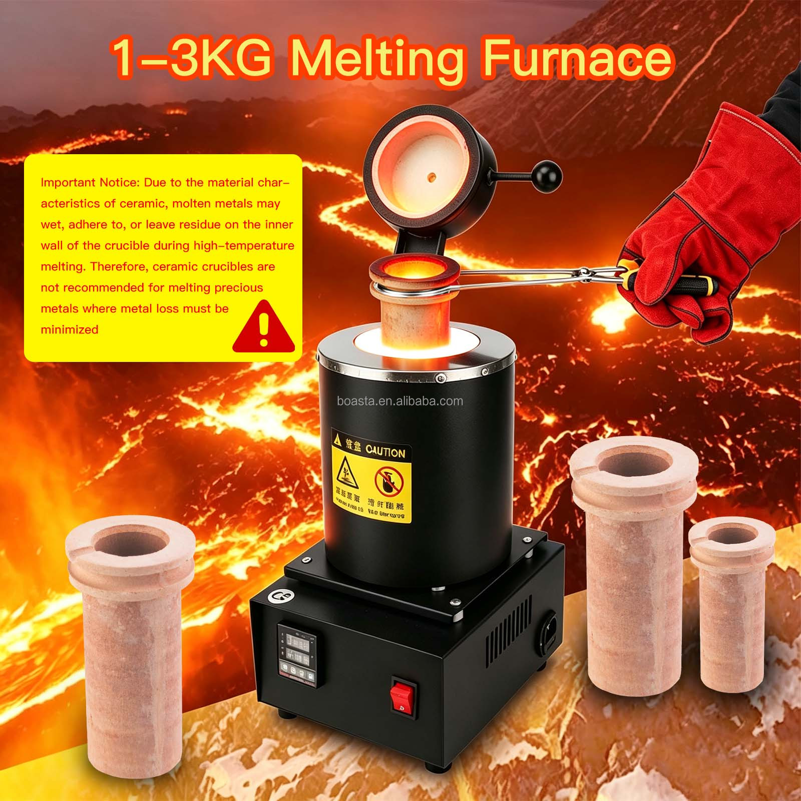 Boasta 1KG 2KG 3KG Dijital Met - Gold Melting Furnace Crucible 2Kg incelemesi ve fiyatı