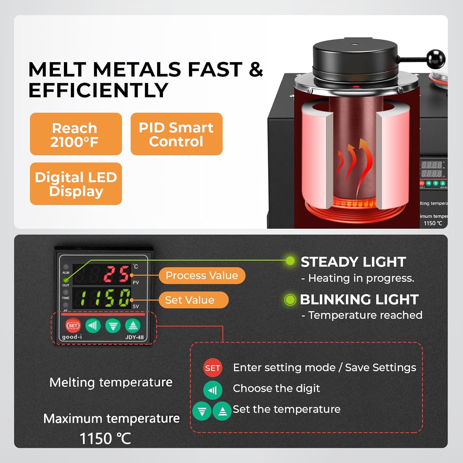 Kinway 3'ü 1 Arada Vakumlu Dök - Gold Melting Furnace Crucible 2Kg incelemesi ve fiyatı