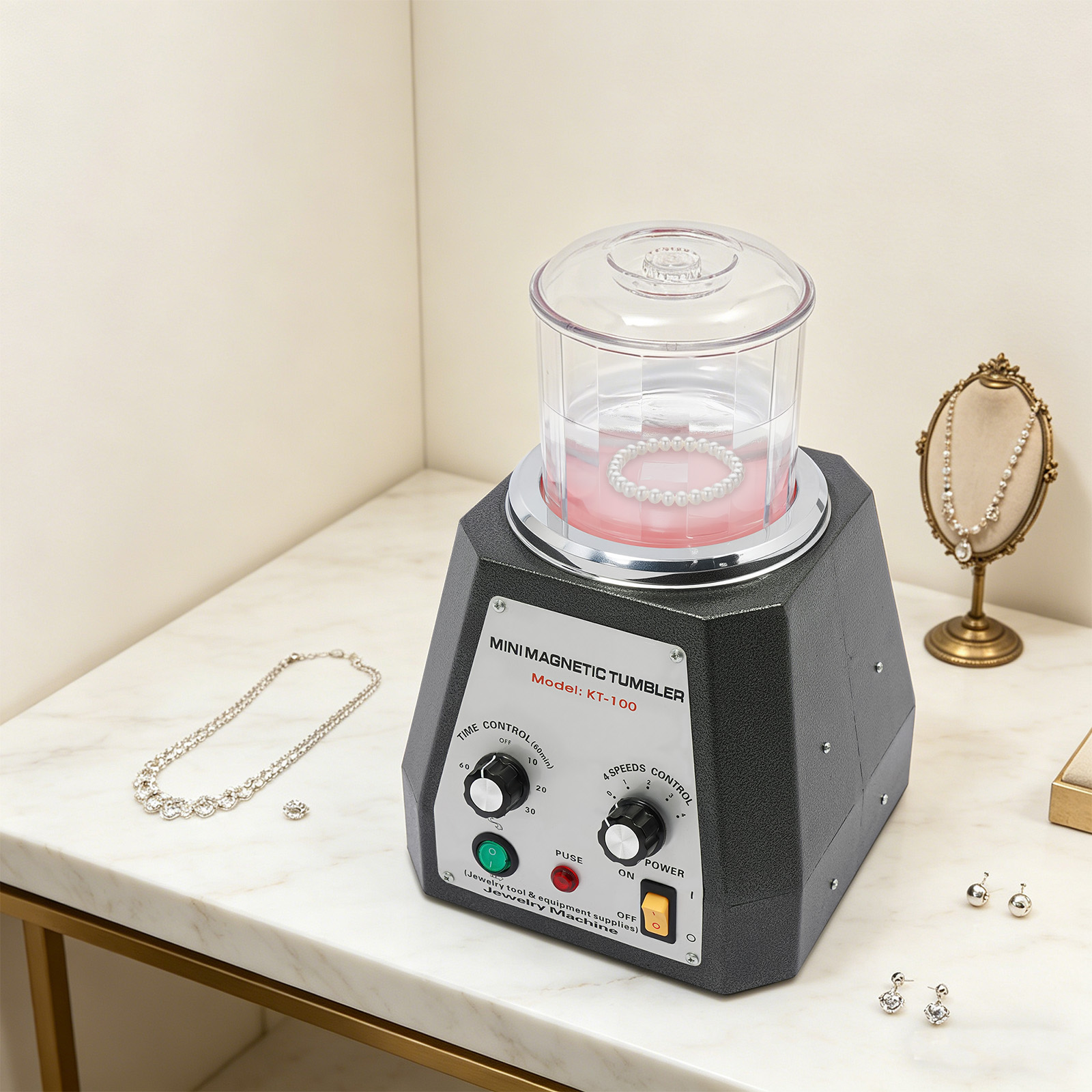 110V 0.2KW KT-100 Manyetik Tam - Jewelry Magnetic Tumbler Polisher Pin incelemesi ve fiyatı