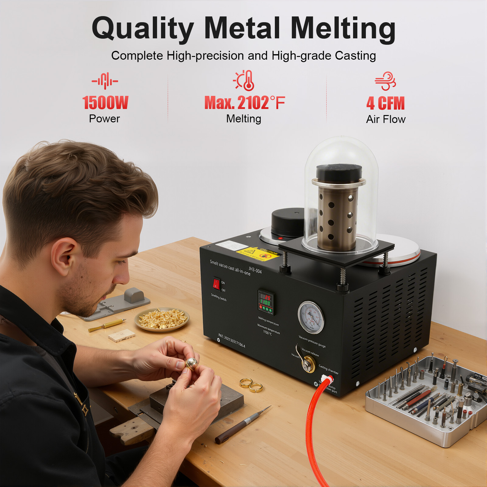 1500W Güçlü Vakum Döküm Makine - Gold Melting Furnace Crucible 2Kg incelemesi ve fiyatı